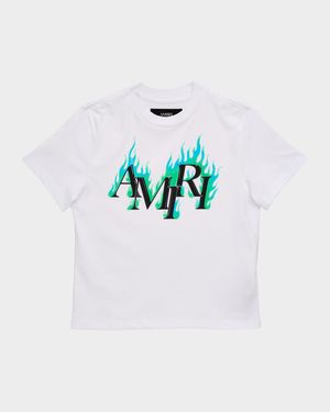 Kid's Amiri Flames Cotton T-Shirt, Size 4-12