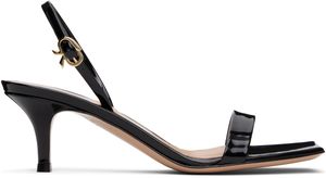 Gianvito Rossi Black Ribbon Kitten Heeled Sandals