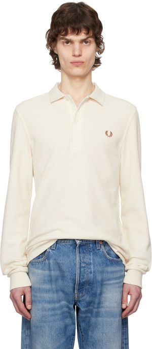 Fred Perry Polo à manches longues beige en piqué