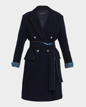 Otto Denim-Trim Wool Coat