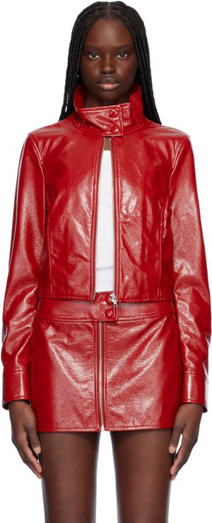 Stand Studio Red Yaz Faux-Leather jacket