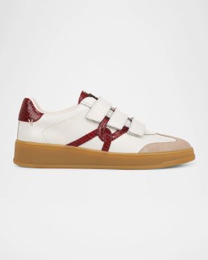 Reagan Mixed Leather Triple-Grip Sneakers