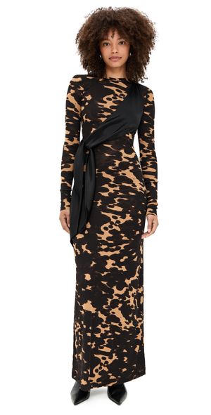 Nanushka Yura Dress Midnight Mocha Apricot/Black S