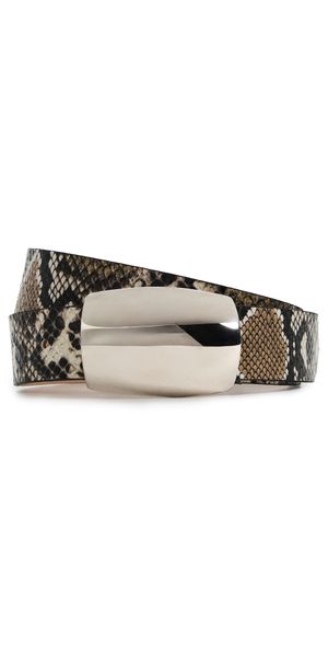 L'AGENCE Milou Domed Croc Embossed Belt Dark Snake Embossed XL