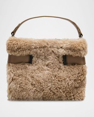 Essence Small Shearling Top-Handle Bag