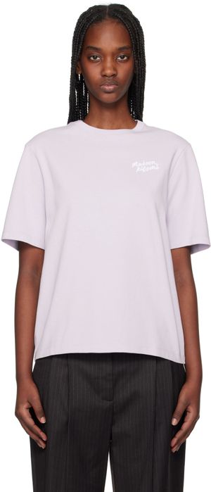 Maison Kitsuné Purple 'Maison Kitsuné' Handwriting Comfort T-shirt