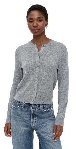 Theory Cashmere Crew Neck Long Sleeve Cardigan Husky M