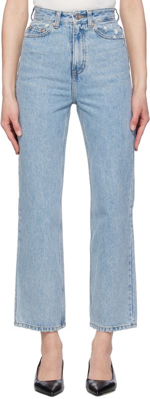 RECTO Blue Damaged Detail Jeans