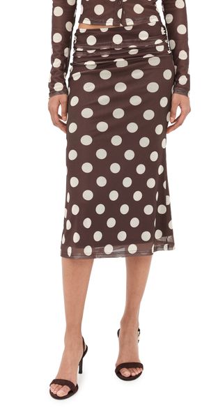 Bailey Rose Chocolate Polka-Dot Skirt Chocolate M