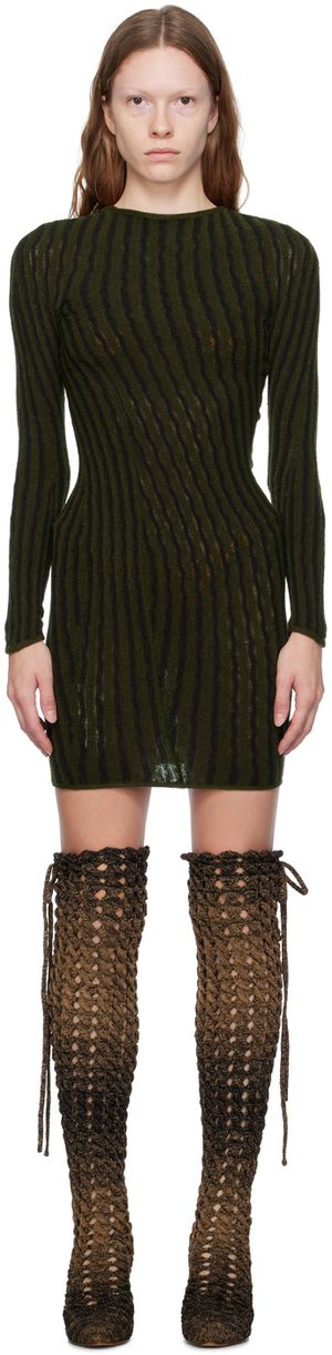 Isa Boulder SSENSE Exclusive Green & Black Minidress