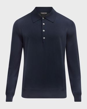 Men's Fine-Gauge Wool Polo Sweater