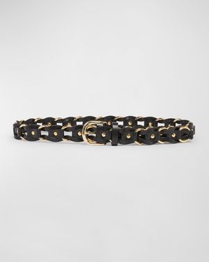 Bali Goldtone Chained Leather Belt