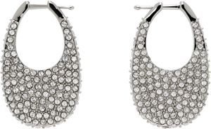 Coperni Silver Crystal-Embellished Medium Swipe Earrings