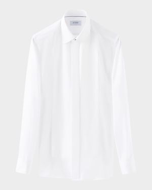 Men's Fine Stripe Bib-Front Slim Fit Evening Shirt