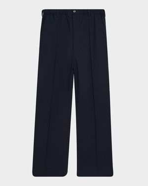 Men's Wool High-Waist Drawstring Flare Pants