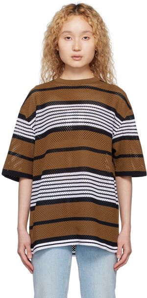 Burberry T-shirt surdimensionné brun à rayures