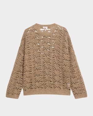 Paillette Lace Knit Crewneck Sweater