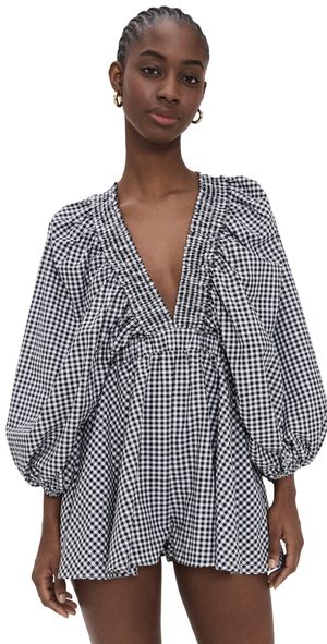 SUNDRESS Alicia Romper Gingham Black M/L