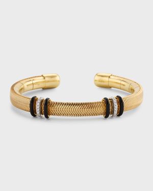 18K Feelings Bangle Bracelet with Diamonds and Enamel