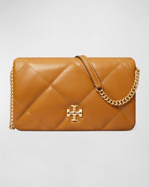 Kira Diamond Quilted Leather Wallet on Chain