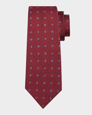 Men's Silk Micro-Floral Seven-Fold Tie