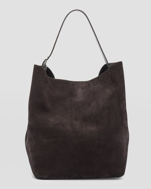 Belted Tote Bag in Suede