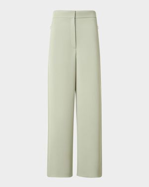 Wool Tricotine Wide-Leg Crop Pants
