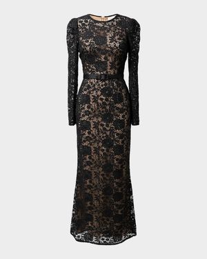 Tamra Belted Floral Lace Mermaid Gown