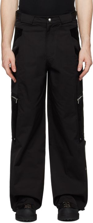 CMMAWEAR Black Snapped Hem Cargo Pants