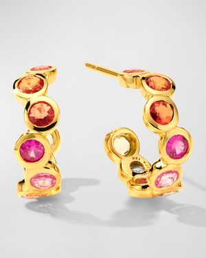 18K Starlet Huggie Earrings with Rainbow Sapphires