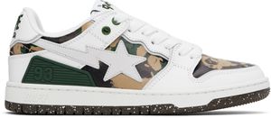 BAPE White & Khaki 'BAPE' SK8 STA #2 M1 Sneakers