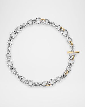 DY Mercer Chain Necklace with Diamonds and 18K Gold in Silver, 20mm