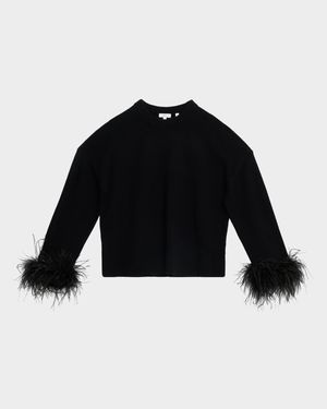 Wilda Feather-Trim Crewneck Sweater