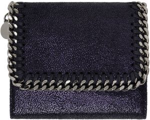 Stella McCartney Navy Falabella Small Flap Wallet