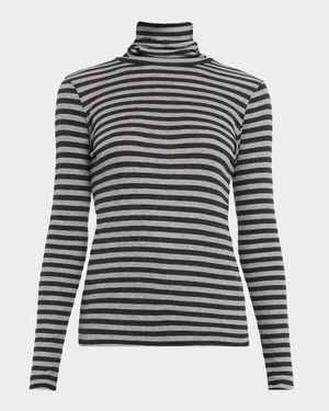 Striped Rib Knit Turtleneck