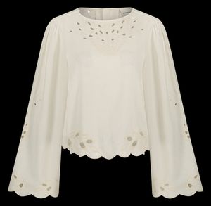 Fabienne Chapot - Blouse droite en coton bio mélangé brodé - Taille 40 - Blanc