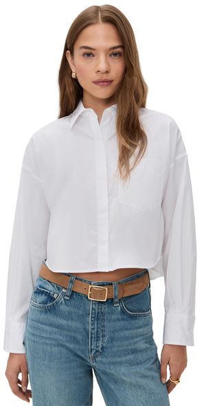 rag & bone Marin Cropped Shirt White L