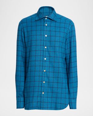 Men's Cotton Windowpane Check Sport Shirt