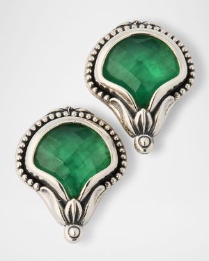 Ivy Rock Crystal, Aventurine and MOP Triplet Stud Earrings