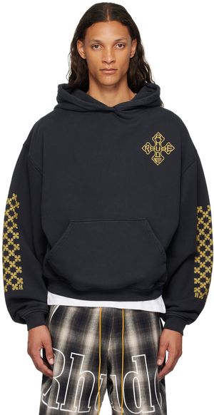Rhude SSENSE Exclusive Black Cross Hoodie