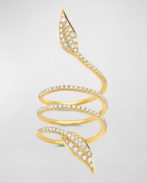 Yellow Gold Diamond Folha Coil Ring, Size 7