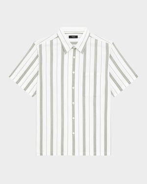 Men's Summer Dobby Stripe Short-Sleeve Shirt