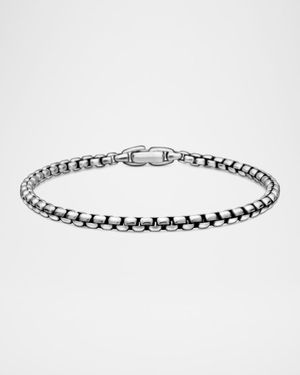 Men's Box Chain Bracelet in Silver, 4mm