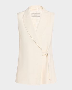 Single-Button Grid Textured Vest