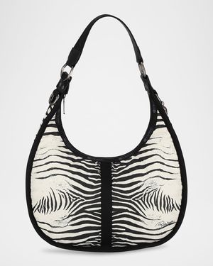 x Roberto Cavalli Bologna Medium Zebra-Print Shoulder Bag