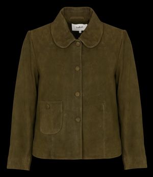 Ba&sh - Veste courte en cuir velours - Taille 4 - Kaki