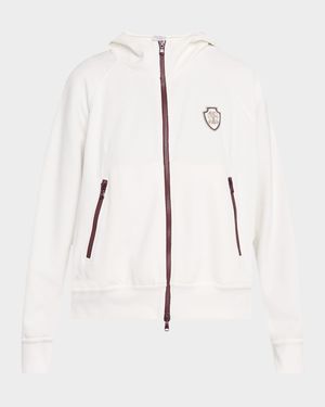 Logo Crest Piquet Fleece Hooded Jacket