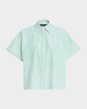 Martha Short-Sleeve Stripe Poplin Shirt