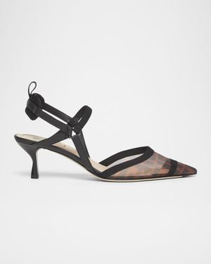 Colibri FF Mesh Slingback Kitten-Heel Pumps