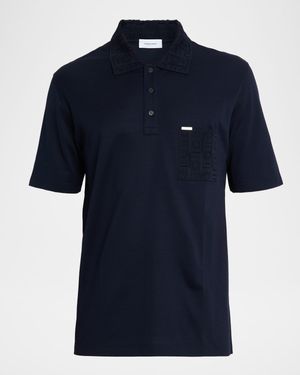 Men's Gancini Jacquard-Trim Cotton Pique Polo Shirt